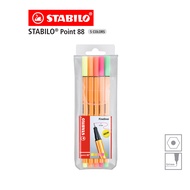 STABILO Point 88 Fibre-Tip Pen Neon Set ปากกาหัวเข็ม ชุด 5 สี(Yellow Green Red Orange Pink)
