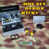 MINI DRIVING LIGHT SET AEROX 155 VERSION 1 &amp; V 2 BRACKET WITH DOMINO TRI-SWITCH/RELAY SOCKET PIN