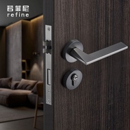 AFModern Simple Door Lock Indoor Split Lock Magnetic Suction Silent Bedroom Door Lock Gray Solid Wood Door Handle Handle Lock