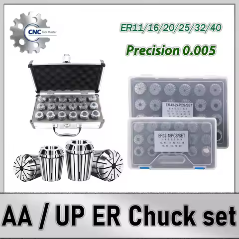 UP ER Collet Set ER11 ER16 ER20 ER25 ER32 ER40 High Precision 0.005mm 0.008mm Tools Holder Clamping 