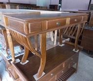 โต๊ะทำงานไม้สัก (teak table)ขนาด กว้าง140xลึก50xสูง80 Cm สีเสี้ยนดำ รุ่น ทรงซี่โครง มี 2 ลิ้นชัก  ประกอบแล้ว มีประกัน ขนส่งปลอดภัย