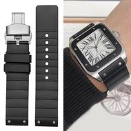 Watch accessories Band For Cartier Santos Sandoz Santos 100 Rubber black Watch Strap Men's Women's Silicone Chain 23mm