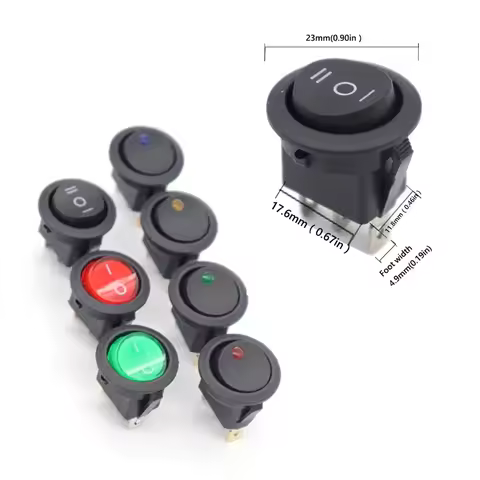 【1-10PCS】ON/OFF 20MM Round Rocker Switch LED illuminated Car 12V 24V / 6A 250V / 10A 125V 2PIN 3Pin
