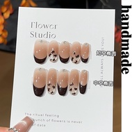 Press on nails handmade [Milk Coffee Toast] Autumn Temperament Style Hand-Painted Brown Coffee Color