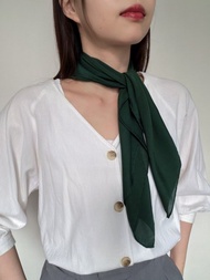 中古正品Valextra墨綠色純絲絲巾 暗花 方巾領巾 義大利製