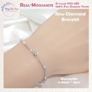 HFY GRA Certified 0.9ct Real Moissanite Row Diamond Bracelet S925 Silver 18K White Gold for Women OL