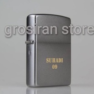 zippo Custom logo ukir grafir nama kado korek original Silver laser