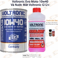 Combo of Voltronic Evo Moto 10w40 Motorcycle Lubricant and Voltronic G12+ Coolant with 1 Engine Flus