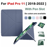 For iPad Pro 11 2018 2020 2021 2022 High Quality Acrylic Transparent Cover iPad Pro 11.0 inch Y-Fold Stand iPad Smart Sleep wake-up With pen slot case