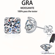 【 GRA Certificate Attached 】 1ct-4ct Moissanite Earrings, s925 Pure Silver Plated Platinum Simple Pe