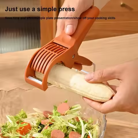 Manual Salad Chopper Stainless Steel Blades Safe Finger Guard For Fruit Vegetables Salad Kitchen Cam