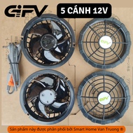 Removable battery-powered fan, 5-blade, 12-volt fan, strong running, brushless