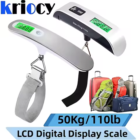 50kg/110lb Timbangan Gantung Digital LCD Portabel Koper Bagasi Timbangan Perjalanan Berat Dengan Sab