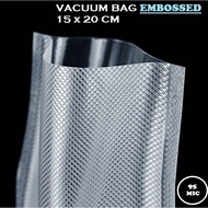 (100 pcs) VACUUM PLASTIC BAG VACUUM EMBOSSED FOOD GRADE 15x20 CM 95 MICRON