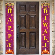 Indian Diwali Outdoor Festival Atmosphere Decoration Corridor Gate Diwali Happy Couplet Flag