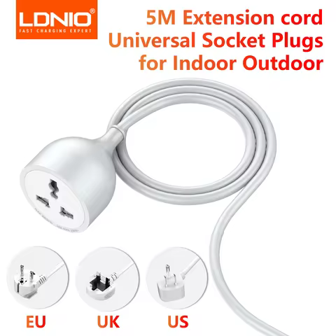 LDNIO Power Strip Extension Cord 5M Cable Universal Socket Plugs 2500W Electrical Socket Indoor Outd