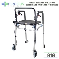 Medicus 919 Adult Walker Rollator with Seat and Safety Brakes