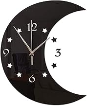 Fashion Classic Wall Clocks for Home and Office Magical Decorative Art Wall Clock Diy Big Wall Clock 3D Mirror Moon Roman Numeral Sticker Big Watch Home Office Decoration,S Modern Vintage Lighting Fix