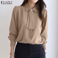 Esolo ZANZEA เสื้อโค้ทเสื้อทำงานร่องกระดุมเสื้อแขนยาวสไตล์เกาหลีของผู้หญิง #11