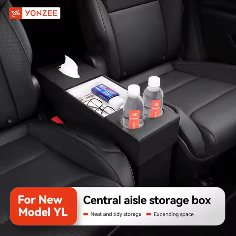 YZ Seat Aisle Box Storage Box for 6-seater Tesla Model YL, Second Row Seat Aisle Multi-purpose In-Ca