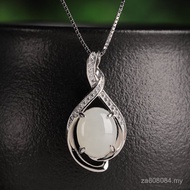 Pendant Wholesale Female White Jade Silver Egg Noodle Small Antique 925 Simple Necklace Hetian Jade 