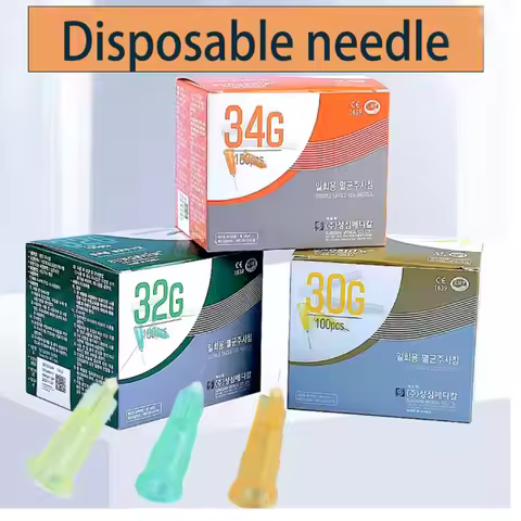 50pcs 30G 4mm 13mm 25mm 32G 4mm 13mm 34G 4mm Korean Disposable Syringe Needle Individually Packaging