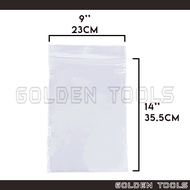100 Pcs 9.0'' X 14.0" (23cm x 35.5cm) Thick Transparent Packaging Plastic Bag Sealable Zipper Zip Lock Storage Organizer