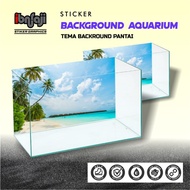 Custom Beach Theme Aquarium Aquascape Background Sticker - 30x40