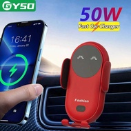 50W Car Wireless Charger Auto Mount Holder For Iphone 15 14 13 Pro Max Xiaomi Huawei Phone