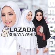 [ Berdagu ] Saiz 3XL Tudung Sarung Moscrepe Awning Scuba Black And White Edition / Tudung Umrah / Mi