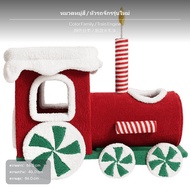 คอนโดแมวรูปทรงรถไฟคริสต์มาส พร้อมบ้านแมวอเนกประสงค์และเสาไว้ข่วน ขนาด 86x40x86 ซม. ที่นอนแมวสำหรับทุ