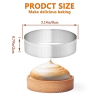 8cm Tart Ring Stainless Steel Perforated Pie Ring 304 Cetakan Pie Bulat Perforated untuk Fruit Tart