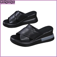 1 Pair Women Sandals Fine Stitch Comfortable Polyurethane Platform Wedge High Heel Sandals for Work