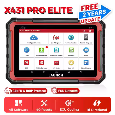 LAUNCH X431 PRO ELITE 8' inch Car Diagnostic Tools Auto OBD OBD2 Scanner CAN FD/DOIP ECU Coding Bi-D