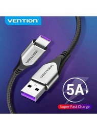 Vention Usb C 5a快充電纜,usb A轉type C充電器編織線,適用於三星galaxy S22 S21 S20 Ultra S10 S10e S9 5g,note 20 10 9,a10e A20 A50 A51 A71 Moto G7 G8 G9