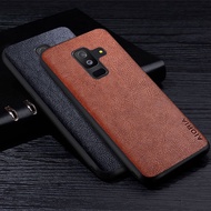 Leather Case For Samsung Galaxy A6 A7 A8 Plus 2018 Premium Retro Litchi Pattern Back Cover