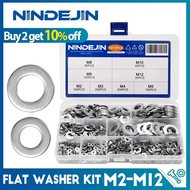 NINDEJIN 1010pcs/620pcs Flat Washer Set M2 M3 M4 M5 M6 M8 M10 M12 Stainless Steel Washer Flat Washers Ring Screw Nut Washer Gaskets Assortment Kit