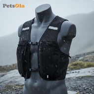 [PETSOLA] Breathable Waterproof Reflective Running Vest Adjustable Sports Vest with Pockets for Cycl