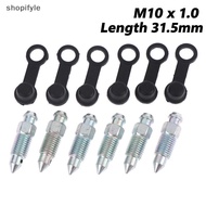 shopifyle 6Pcs Length 31.5mm M10X1 Bleed Screw For Brake Wheel Cylinder Thread M10 X 1.0 Length 31.5