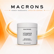 MACRONS Vitamin B Complex (180 Capsules) - B1 B2 B3 B5 B6 B7 B9 B12 Biotin Inositol Niacin - Brain S
