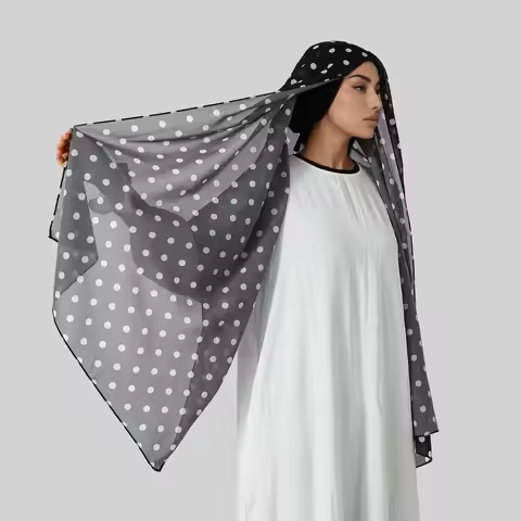 New Chiffon Instant Hijab With Modal Inner Hijab Cap For Muslim Woman Fashion Printed Chiffon Shawl 