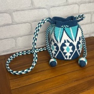 哥倫比亞製 Julia 背帶 單肩斜背包 Wayuu 編織手工包 白藍綠