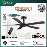 DEKA Fan DEKA CONCEPT 1 56" 5 Blades 7 Speed Forward + Reverse DC Motor Remote Control Ceiling Fan K