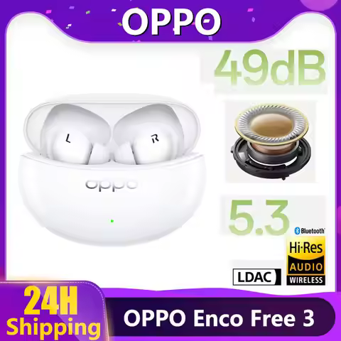 OPPO Enco Free 3 TWS Earphone Wirelss Bluetooth 5.3 Earbuds 49dB Active Noise Cancelling HiFi Qualit