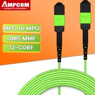 OS1สายแพทช์ไฟเบอร์ MPO To MPO Type B OM5 2 OM3 OM4 8/12/24คอร์สายเคเบิ้ลตัวรับส่งสัญญาณ QSFP28 10G Q