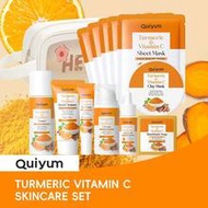 1 Set Multifunctional Brightening Repair QUIYUM Turmeric Vitamin C Skincare Set, White Floral Waterp