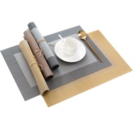 【Elegant Life】Modern Style Anti-Slip Woven Table Placemat Lattice PVC Dining Table Mat Pads Bowl Pad Coasters Waterproof Table Cloth Pad Resistant Pad Decoration Placemats Dining Mats Table Set Washable Vinyl Woven Insulation Heat Resistant Table Ma