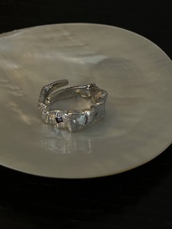 แหวนเงิน S925 ทรงกลมเปิดสำหรับผู้หญิง แหวนเงินแท้ 925 พร้อมดีไซน์ลายเรขาคณิตและเพชรหลากสีสัน แหวนแฟช