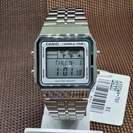 [Original] Casio A500WA-7D Vintage Unisex Silver Stainless Steel Digital World Time Watch