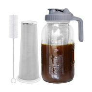 Cold Brew Coffee Maker 64Oz Cold Brew Pitcher with Stainless Steel Super Dense Filter for Iced Brew Coffee Cold Brew Jar Filter , Ice Tea-A
